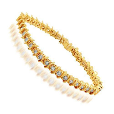 14K Solid Yellow Gold Womens Diamond Tennis Bracelet 4.95 Ctw